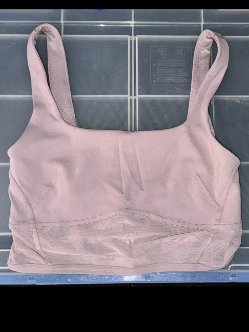 lululemon Wunder Train Mesh Panel Tank in Ashen Rose, size 4, Med. supprt, B/C